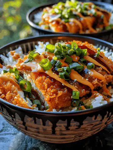 Japanese Katsu Bowls with Tonkatsu Sauce taken with iphone 15 pro max --iw 2 --ar 4:5 --v 6.0 --raw