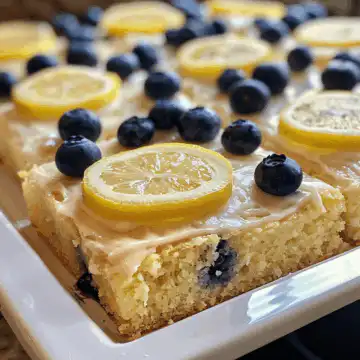 Lemon Blueberry Sheet Cake taken with iphone 15 pro max --iw 2 --ar 4:5 --v 6.0 --raw