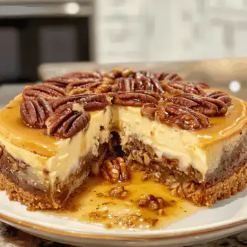 Pecan Pie Cheesecake taken with iphone 15 pro max --iw 2 --ar 4:5 --v 6.0 --raw