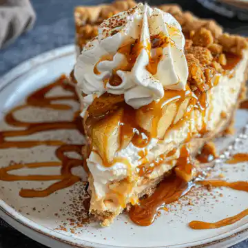 Salted Caramel Apple Pie Cheesecake Recipe taken with iphone 15 pro max --iw 2 --ar 4:5 --v 6.0 --raw