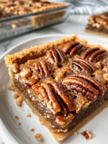 Salted Maple Pecan Pie Bars taken with iphone 15 pro max --iw 2 --ar 4:5 --v 6.0 --raw