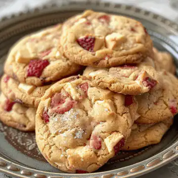 Strawberry Cheesecake Cookies taken with iphone 15 pro max --iw 2 --ar 4:5 --v 6.0 --raw