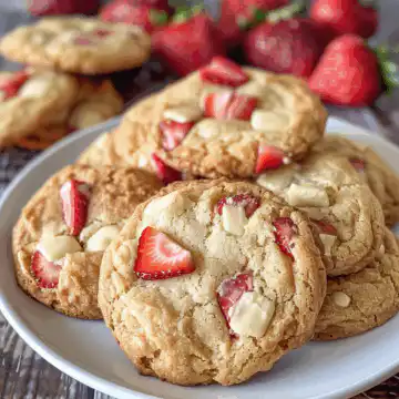 the best strawberry cheesecake cookies taken with iphone 15 pro max --iw 2 --ar 4:5 --v 6.0 --raw