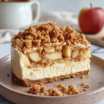Apple Crumble Cheesecake Recipe taken with iphone 15 pro max --iw 2 --ar 4:5 --v 6.1 --raw