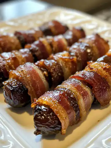 Beef Bacon Wrapped Dates Recipe taken with iphone 15 pro max --iw 2 --ar 4:5 --v 6.1 --raw