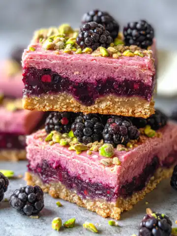 Blackberry Pistachio Dream Bars Recipe taken with iphone 15 pro max --iw 2 --ar 4:5 --v 6.1 --raw