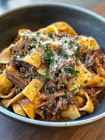 Braised Short Rib Ragu Pasta Recipe taken with iphone 15 pro max --iw 2 --ar 4:5 --v 6.1 --raw