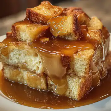 Bread Pudding with Vanilla Caramel Sauce Recipe taken with iphone 15 pro max --iw 2 --ar 4:5 --v 6.1 --raw