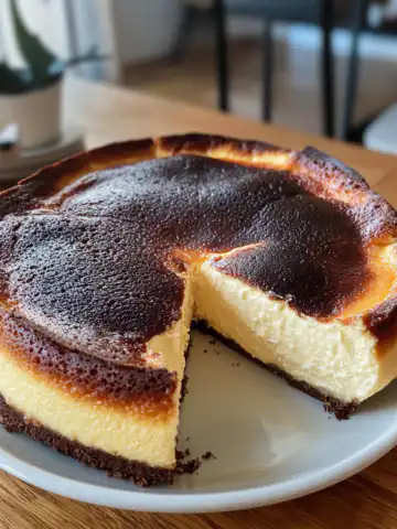 Burnt Basque Cheesecake Recipe taken with iphone 15 pro max --iw 2 --ar 4:5 --v 6.1 --raw