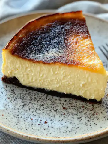 Burnt Basque Cheesecake Recipe taken with iphone 15 pro max --iw 2 --ar 4:5 --v 6.1 --raw