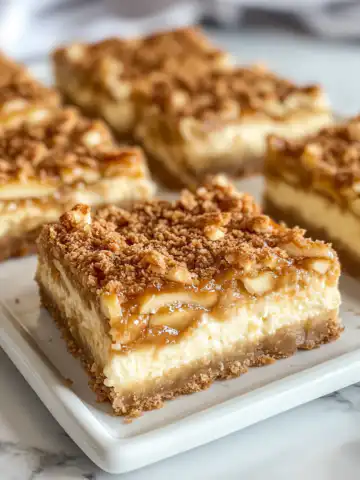 Caramel Apple Cheesecake Bars Recipe taken with iphone 15 pro max --iw 2 --ar 4:5 --v 6.1 --raw
