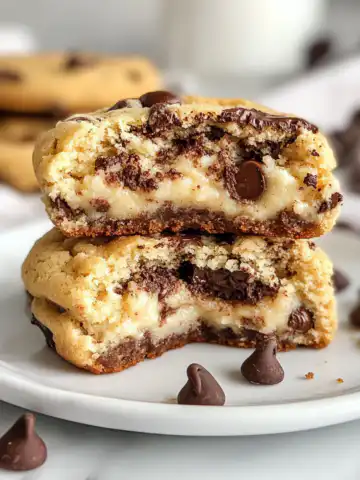 Cheesecake Stuffed Chocolate Chip Cookies Recipe taken with iphone 15 pro max --iw 2 --ar 4:5 --v 6.1 --raw