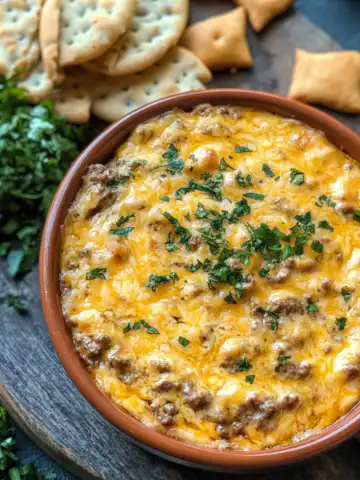 Cheesy Slow Cooker Big Mac Dip Recipe taken with iphone 15 pro max --iw 2 --ar 4:5 --v 6.1 --raw