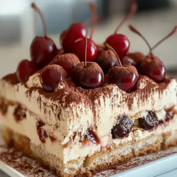 Cherry Amaretto Tiramisu Recipe taken with iphone 15 pro max --iw 2 --ar 4:5 --v 6.1 --raw