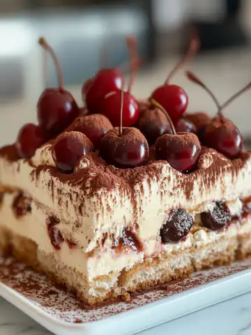 Cherry Amaretto Tiramisu Recipe taken with iphone 15 pro max --iw 2 --ar 4:5 --v 6.1 --raw