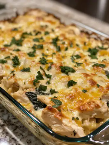 Chicken and Spinach Casserole Recipe taken with iphone 15 pro max --iw 2 --ar 4:5 --v 6.1 --raw
