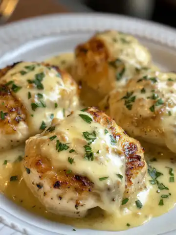 Chicken Pillows with Creamy Parmesan Sauce Recipe taken with iphone 15 pro max --iw 2 --ar 4:5 --v 6.1 --raw