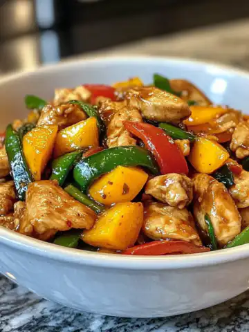 Chinese Style Mango Chicken Stir Fry Recipe taken with iphone 15 pro max --iw 2 --ar 4:5 --v 6.1 --raw