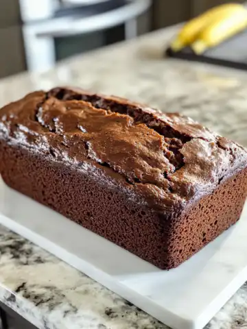 Chocolate Banana Bread Recipe taken with iphone 15 pro max --iw 2 --ar 4:5 --v 6.1 --raw