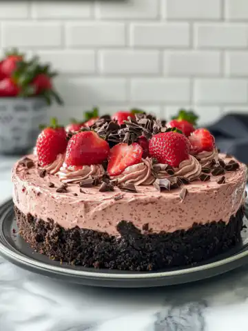 Chocolate Covered Strawberry Cheesecake Recipe taken with iphone 15 pro max --iw 2 --ar 4:5 --v 6.1 --raw