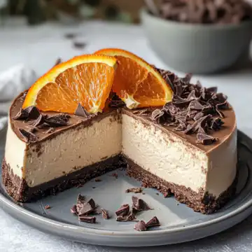 Chocolate Orange Cheesecake Recipe taken with iphone 15 pro max --iw 2 --ar 4:5 --v 6.1 --raw