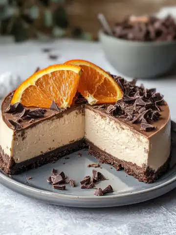 Chocolate Orange Cheesecake Recipe taken with iphone 15 pro max --iw 2 --ar 4:5 --v 6.1 --raw