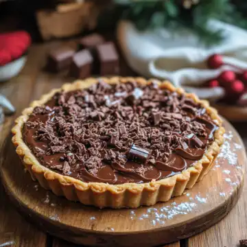 Christmas Chocolate Biscoff Tart Recipe taken with iphone 15 pro max --iw 2 --ar 4:5 --v 6.1 --raw