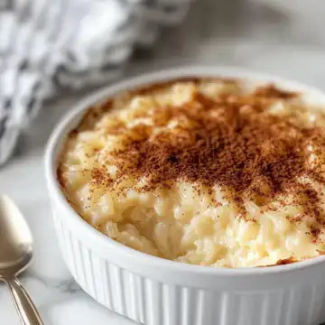 Condensed Milk Baked Rice Pudding Recipe taken with iphone 15 pro max --iw 2 --ar 4:5 --v 6.1 --raw