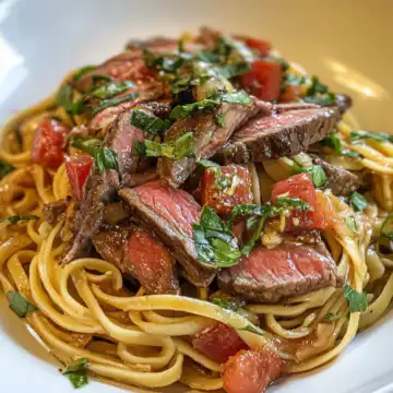 Cowboy Butter Steak Linguine Recipe taken with iphone 15 pro max --iw 2 --ar 4:5 --v 6.1 --raw