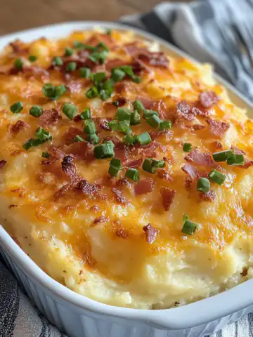 Cowboy Mashed Potato Casserole Recipe taken with iphone 15 pro max --iw 2 --ar 4:5 --v 6.1 --raw