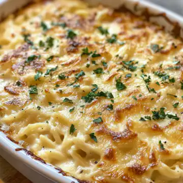 Creamy French Onion Chicken Orzo Casserole Recipe taken with iphone 15 pro max --iw 2 --ar 4:5 --v 6.1 --raw