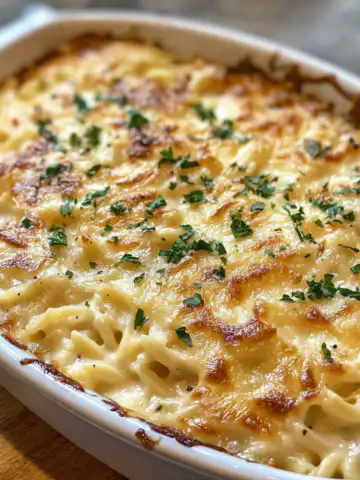 Creamy French Onion Chicken Orzo Casserole Recipe taken with iphone 15 pro max --iw 2 --ar 4:5 --v 6.1 --raw