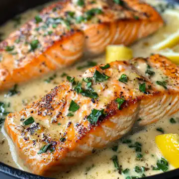 Creamy Lemon Garlic Salmon Piccata Recipe taken with iphone 15 pro max --iw 2 --ar 4:5 --v 6.1 --raw