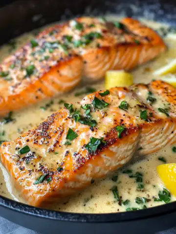 Creamy Lemon Garlic Salmon Piccata Recipe taken with iphone 15 pro max --iw 2 --ar 4:5 --v 6.1 --raw