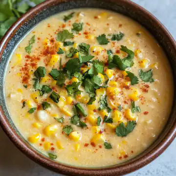 Creamy Mexican Street Corn Soup Recipe taken with iphone 15 pro max --iw 2 --ar 4:5 --v 6.1 --raw