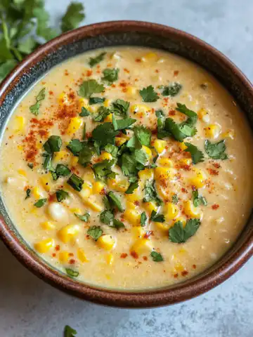 Creamy Mexican Street Corn Soup Recipe taken with iphone 15 pro max --iw 2 --ar 4:5 --v 6.1 --raw