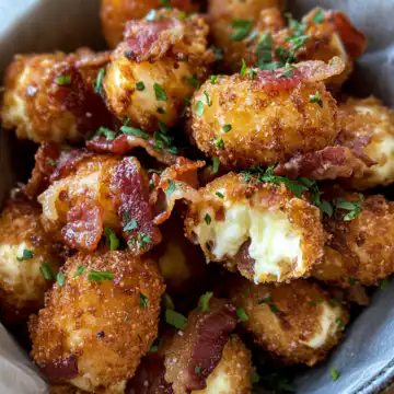 Crispy Bacon Mozzarella Poppers Recipe taken with iphone 15 pro max --iw 2 --ar 4:5 --v 6.1 --raw