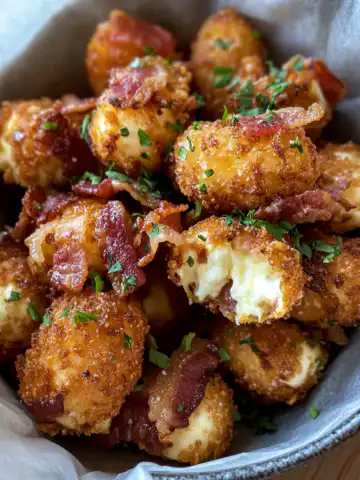 Crispy Bacon Mozzarella Poppers Recipe taken with iphone 15 pro max --iw 2 --ar 4:5 --v 6.1 --raw