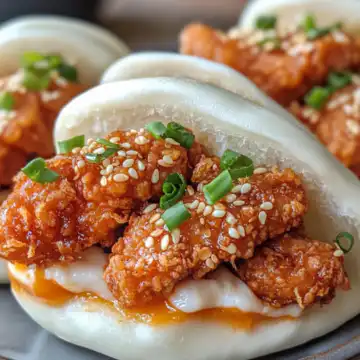 Crispy Korean Fried Chicken Bao Buns Recipe taken with iphone 15 pro max --iw 2 --ar 4:5 --v 6.1 --raw