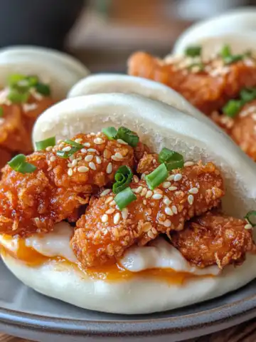 Crispy Korean Fried Chicken Bao Buns Recipe taken with iphone 15 pro max --iw 2 --ar 4:5 --v 6.1 --raw