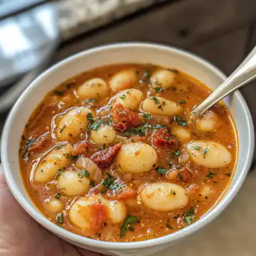 Dairy-Free Sun Dried Tomato Gnocchi Soup Recipe taken with iphone 15 pro max --iw 2 --ar 4:5 --v 6.1 --raw