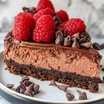 Dark Chocolate Raspberry Cheesecake Recipe taken with iphone 15 pro max --iw 2 --ar 4:5 --v 6.1 --raw