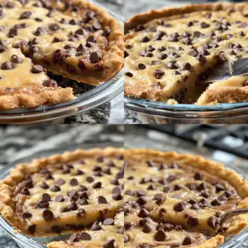 Deep Dish Chocolate Chip Cookie Pie Recipe taken with iphone 15 pro max --iw 2 --ar 4:5 --v 6.1 --raw