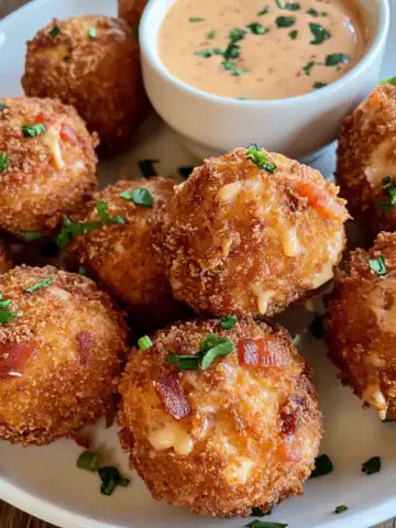 Deep-Fried Ranch Chicken Bacon Cheese Ball Bombs Recipe taken with iphone 15 pro max --iw 2 --ar 4:5 --v 6.1 --raw