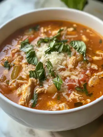 Delicious Crockpot Chicken Parmesan Soup Recipe taken with iphone 15 pro max --iw 2 --ar 4:5 --v 6.1 --raw