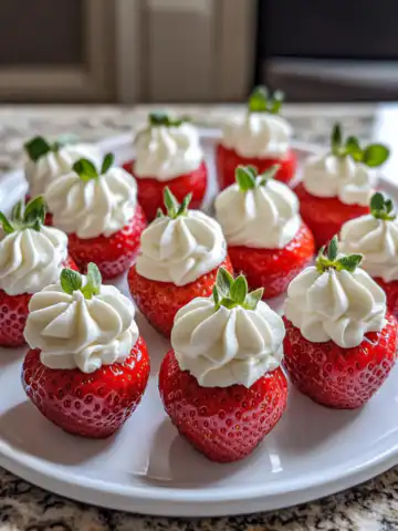 Deviled Strawberries Recipe taken with iphone 15 pro max --iw 2 --ar 4:5 --v 6.1 --raw