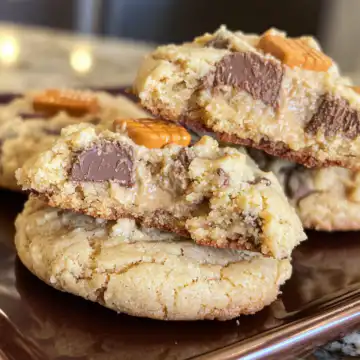 Easy Gooey Reese's Cheesecake Cookies Recipe taken with iphone 15 pro max --iw 2 --ar 4:5 --v 6.1 --raw