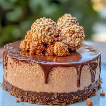 Ferrero Rocher Nutella Cheesecake Recipe taken with iphone 15 pro max --iw 2 --ar 4:5 --v 6.1 --raw
