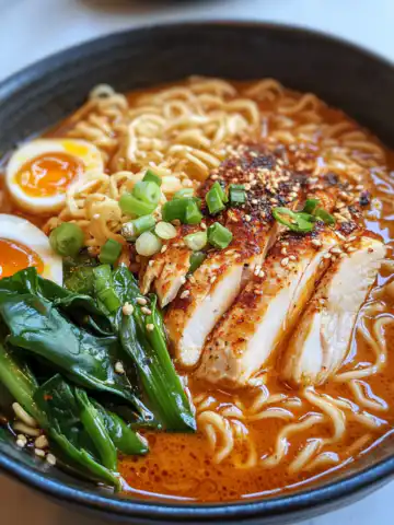 Fiery Chicken Ramen Recipe taken with iphone 15 pro max --iw 2 --ar 4:5 --v 6.1 --raw