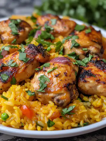 Flavorful Peruvian Chicken and Yellow Rice Recipe taken with iphone 15 pro max --iw 2 --ar 4:5 --v 6.1 --raw